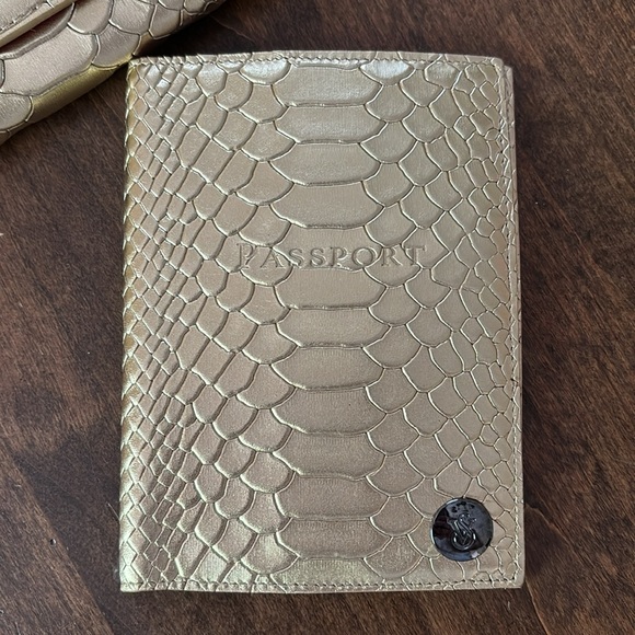 Gold Faux Snake Skin Wallet and Passport Holder - Picture 2 of 7
